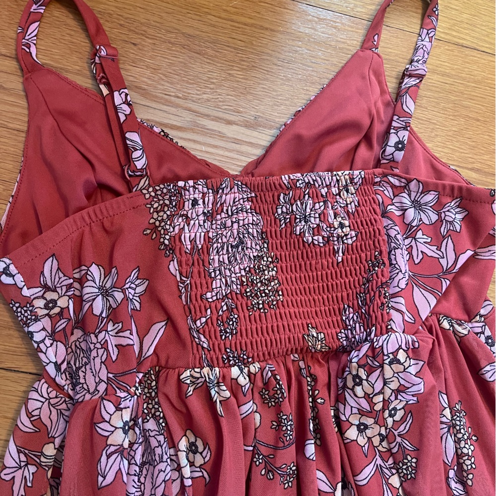 Torrid Rust/TerraCotta colored Floral Maxi Sundress w/Pink Blooms.Size 0/12. - Picture 3 of 7